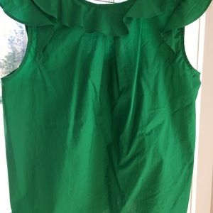 J crew green sleeveless ruffle top NWOT sz 8